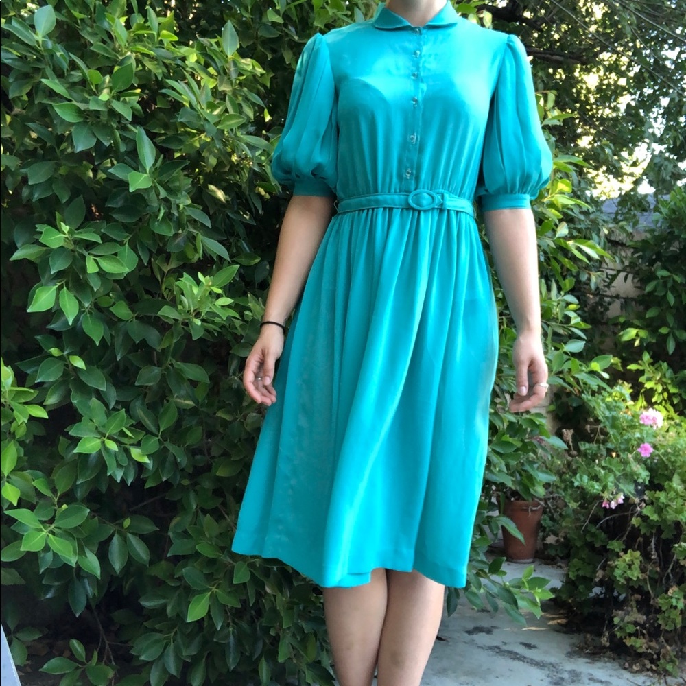 Vintage teal chiffon dress